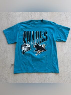 Vintage San Jose Sharks Tee Shirt 90s Single Stitch NHL XL